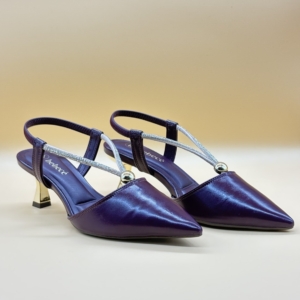 bebece Zapatos destalonados Bebecê T3814-399 en Tono Morado Profundo con Tiras de piedras y Taco Dorado