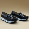 via uno Mocasines via uno 3Y9468-2 Ultra Conforto en Charol Negro con Plataforma Confort e Inserciones de piedras