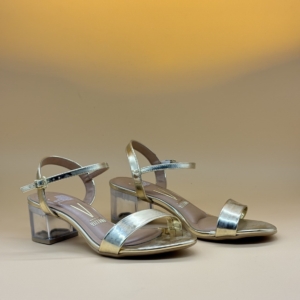 Sandalias de Fiesta Vizzano 6442.100 en Oro Espejo con Tacón Transparente Acrílico
