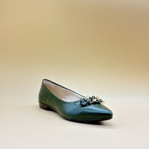 lingh tgel Ballerinas Light Gel 574.5890 Verde Esmeralda Bico Fino con Cadena Dorada