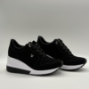 via marte Zapatillas mujer Via Marte 046-020-01 Anabela Negras con Cuña y Detalles Plata