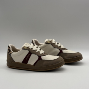 Zapatillas Urbanas mujer Via Marte 362-008-01 en Tono Crema y Marrón con Detalle Animal Print
