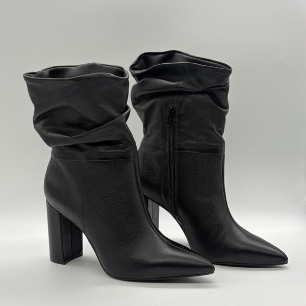 Botines arrugada via marte 063-020-01 taco 9 en Napa Negra y Punta Fina