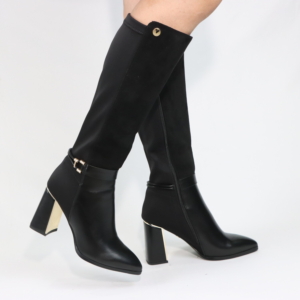 vía uno Botas para mujer de Caña Alta Via Uno DF2529 – Tacón Detalle Dorado