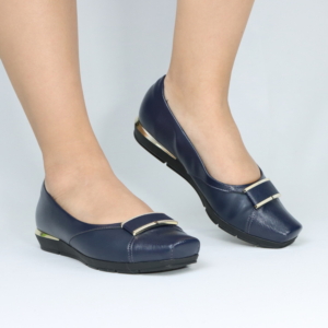 mocasín Piccadilly 147328-1 Azul Marino Anabela Bajo con Detalles Dorados