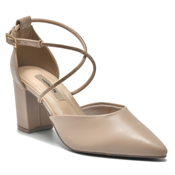 Via Marte 028-020-01 Stiletto Femenino Fiesta Taco 7 – Beige con brillos