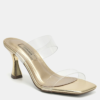 Via Marte 166-051-04 Sandalia Femenina de Fiesta Taco 7 – Dorado con detalles transparentes