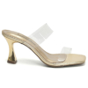 Via Marte 166-051-04 Sandalia Femenina de Fiesta Taco 7 – Dorado con detalles transparentes