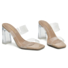 Via Marte 166-051-03 Sandalia Femenina Elegante Taco 9 – Beige con detalles transparentes